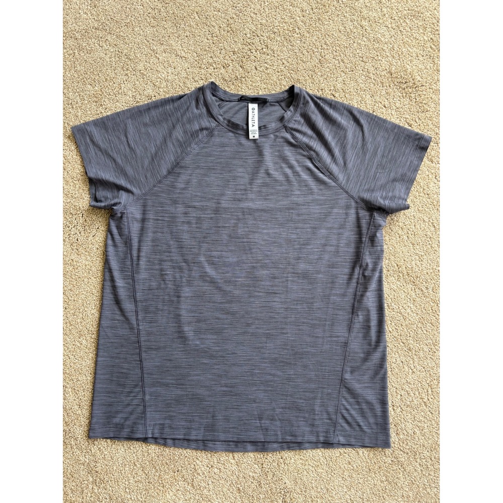 Athleta Women Short Sleeve T-Shirt M Gray Space Dye Heathered Activewear Top